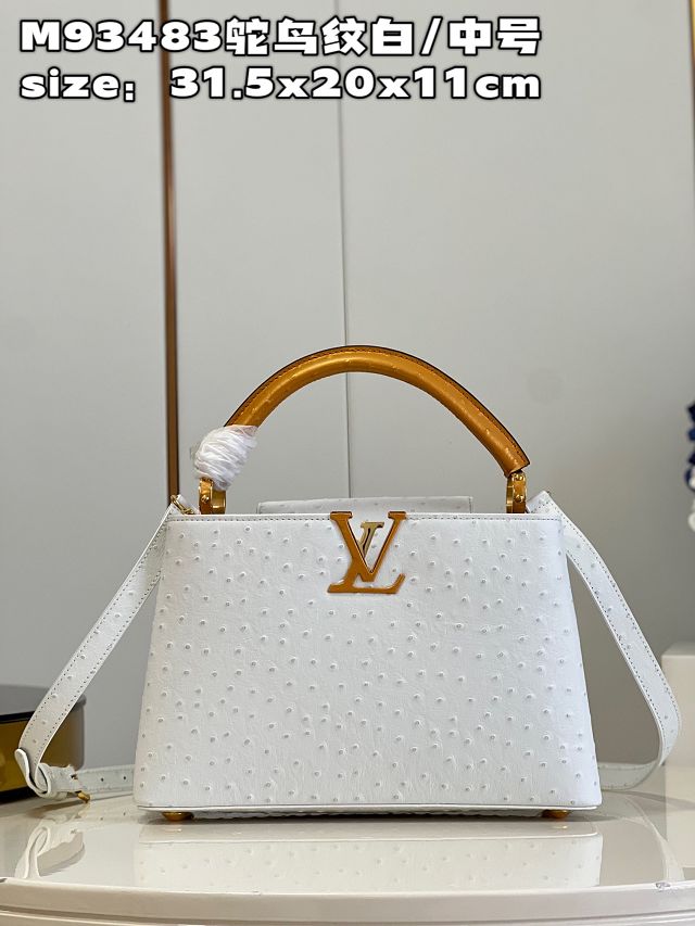 Louis vuitton original ostrich calfskin capucines mm handbag M59883 white