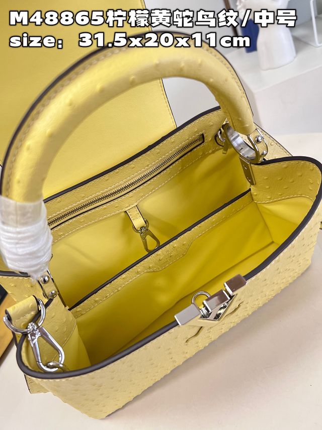 Louis vuitton original ostrich calfskin capucines mm handbag M59883 yellow