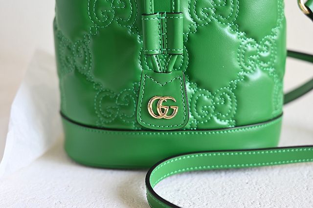 2023 GG original matelasse leather bucket bag 728231 green