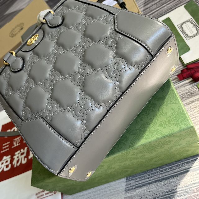 2023 GG original matelasse leather mini top handle bag 728309 grey
