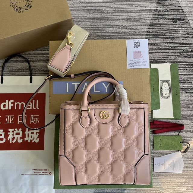 2023 GG original matelasse leather mini top handle bag 728309 pink