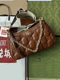2023 GG original matelasse leather handbag 735049 brown