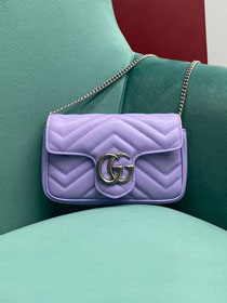 GG original calfskin marmont super mini bag 476433 purple