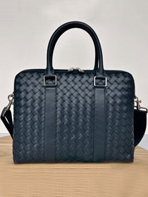 BV original calfskin slim Intrecciato briefcase 690702 dark blue