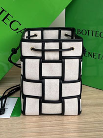 BV original canvas cassette bucket bag 680218 white&black