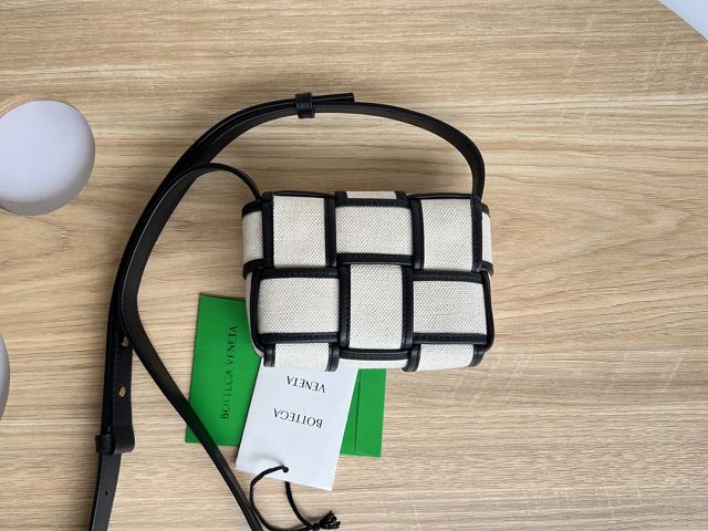 BV original canvas mini cassette bag 714618 whitea&black