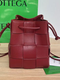 BV original lambskin cassette bucket bag 680218 dark red