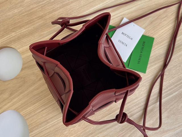 BV original lambskin cassette bucket bag 680218 dark red