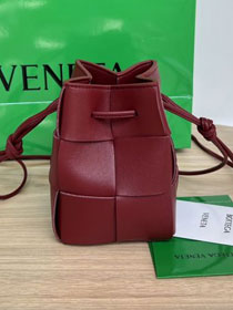 BV original lambskin cassette small bucket bag 680217 dark red