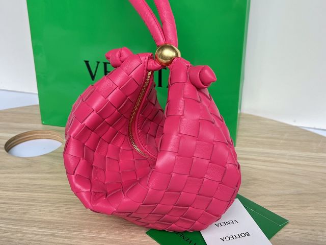 BV original lambskin small turn bag 701023 rose red