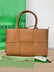 BV original grained calfskin small arco tote bag 652867 brown&green