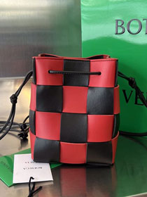 BV original lambskin cassette bucket bag 680218 black&red