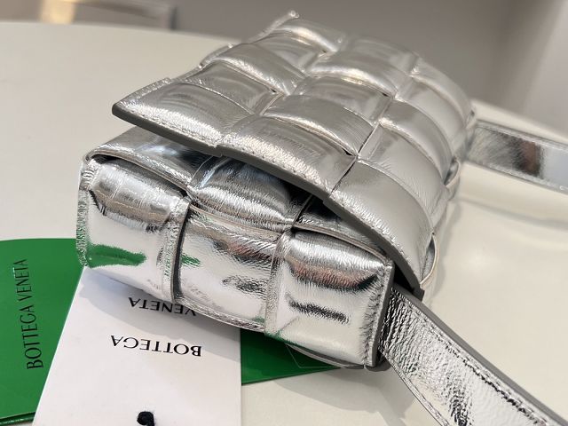 BV original lambskin small padded cassette bag 717506 silver