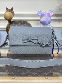 Louis vuitton original calfskin steamer messenger bag M81746 grey