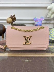 2023 Louis vuitton original calfskin east west lockme chain bag M22585 pink