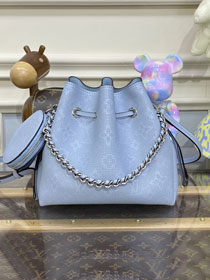 2023 Louis vuitton original mahina perforated calfskin bella bucket bag M21582 blue