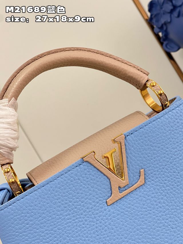 Louis vuitton original calfskin capucines BB handbag M21103 blue