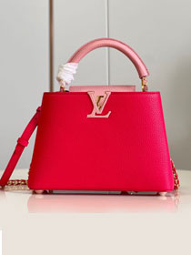 Louis vuitton original calfskin capucines BB handbag M21103 rose red