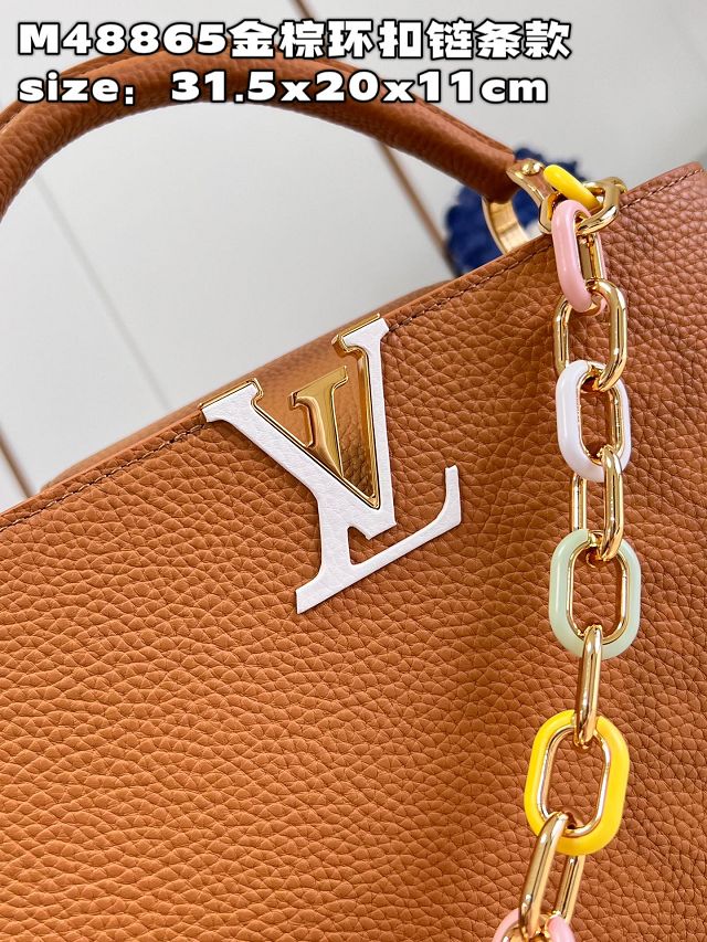 Louis vuitton original calfskin capucines MM handbag M21652 tan