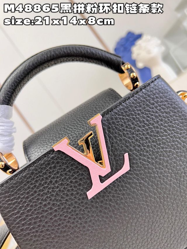 Louis vuitton original calfskin capucines mini handbag M21798 black