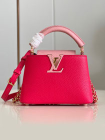 Louis vuitton original calfskin capucines mini handbag M48865 rose red