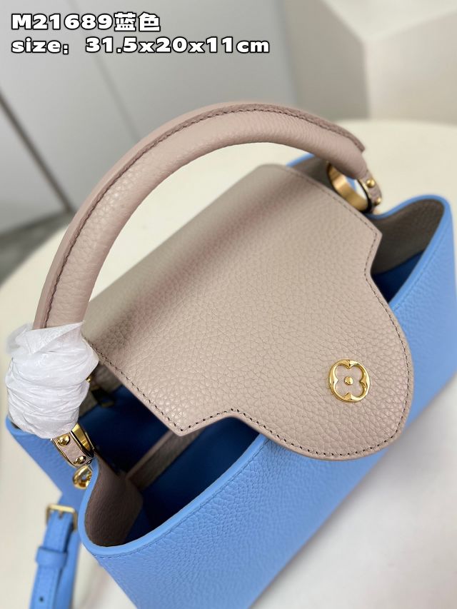 Louis vuitton original calfskin capucines mm handbag M59516 blue