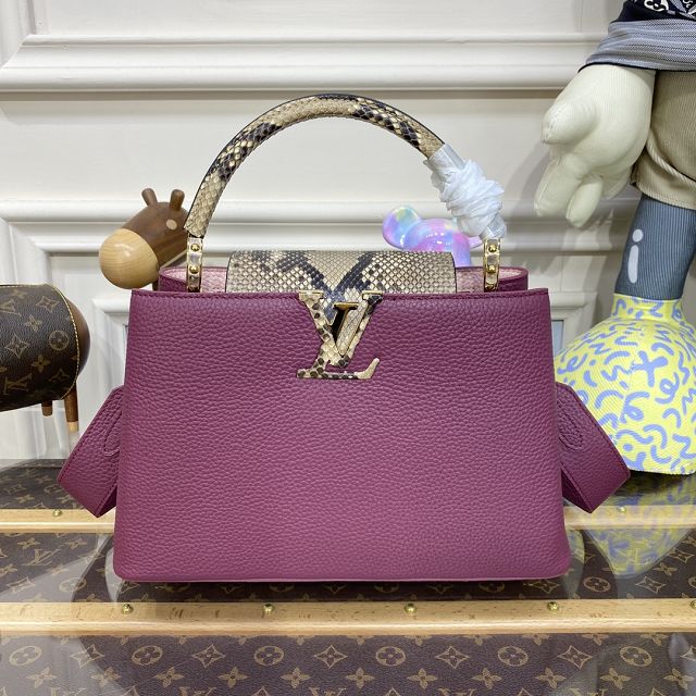 Louis vuitton original calfskin capucines mm handbag N82018 purple