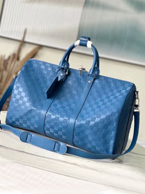 Louis vuitton original damier infini calfskin keepall 45 N41145 blue