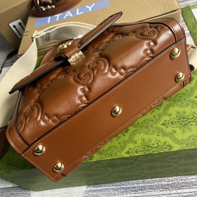 2023 GG original matelasse leather top handle bag 736877 brown