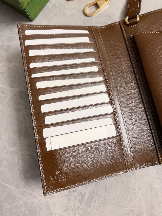 GG original canvas top handle wallet 724358 brown