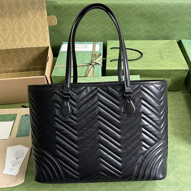 2023 GG original calfskin marmont large tote bag 739684 black