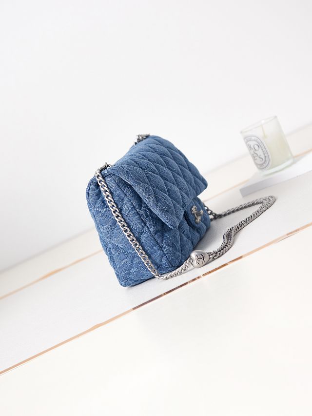 CC original denim flap bag AS3921 blue