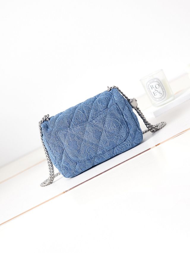 CC original denim small flap bag AS3829 blue