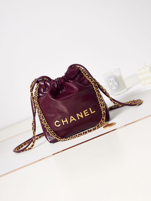 CC original calfskin 22 mini handbag AS3980 bordeaux