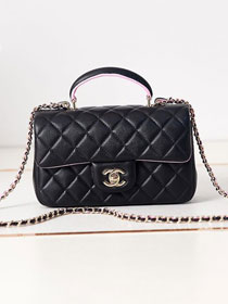 CC original lambskin top handle flap bag AS2431 black&pink