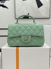 2023 CC original lambskin top handle flap bag AS2431 green