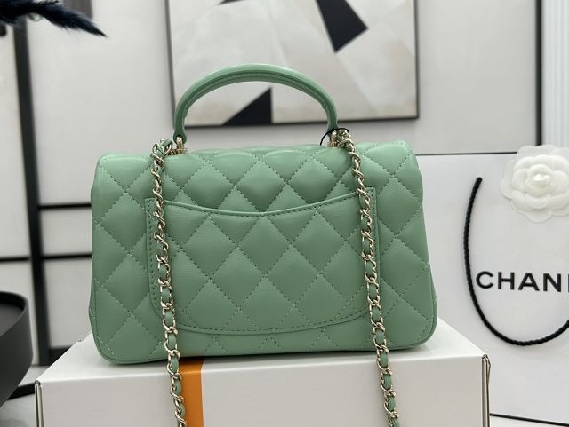 2023 CC original lambskin top handle flap bag AS2431 green