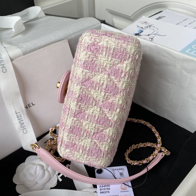 CC original tweed top handle bag AS4035 pink