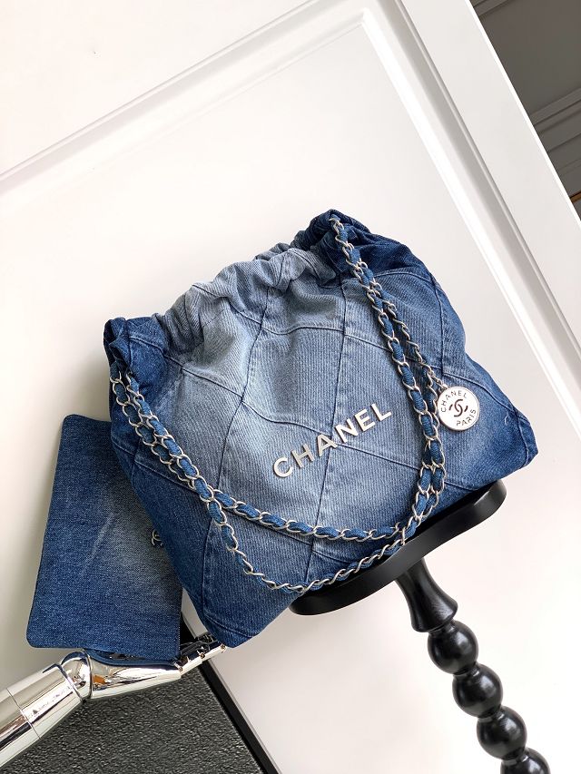 2023 CC original denim 22 medium handbag AS3261 blue