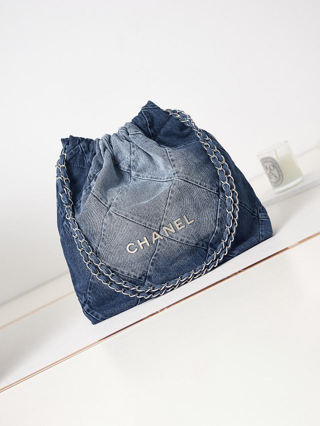 2023 CC original denim 22 small handbag AS3260 blue