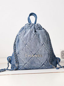 2023 CC original denim small 22 backpack AS3859 blue