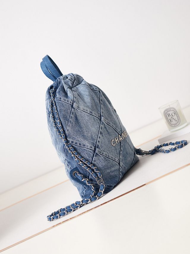 2023 CC original denim small 22 backpack AS3859 blue