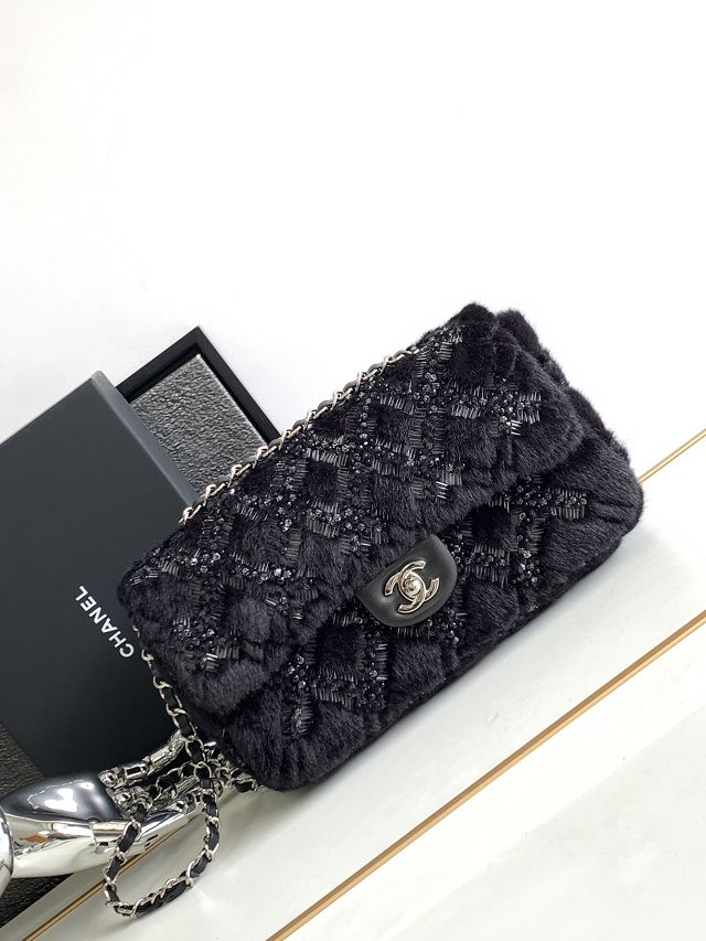 CC original sequins flap bag AS3965 black