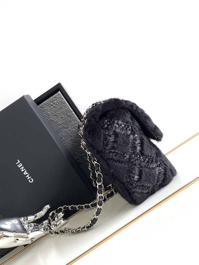 CC original sequins flap bag AS3965 black