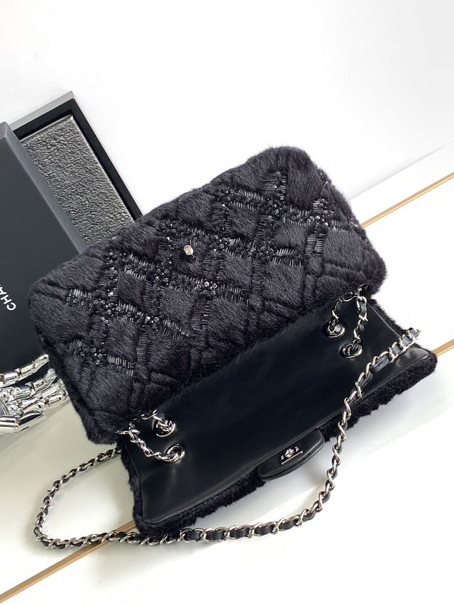 CC original sequins flap bag AS3965 black