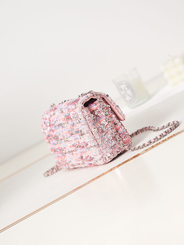 CC original sequins medium flap bag AS3965 pink