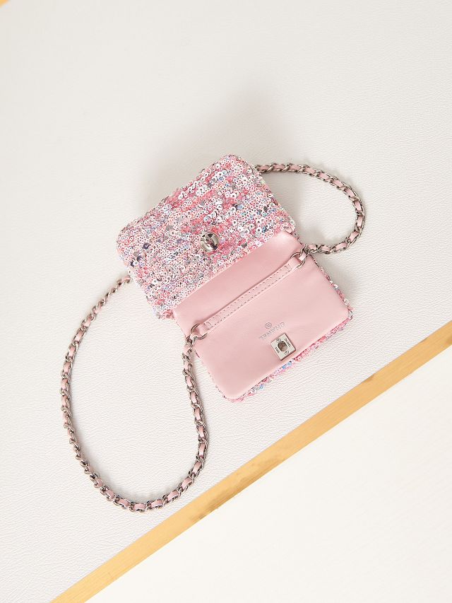 CC original sequins mini flap bag AS3965 pink