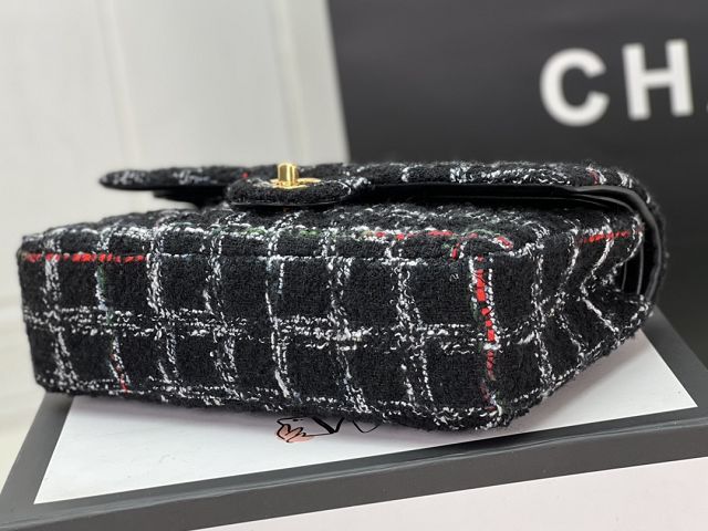 CC original tweed medium flap bag A01112 black