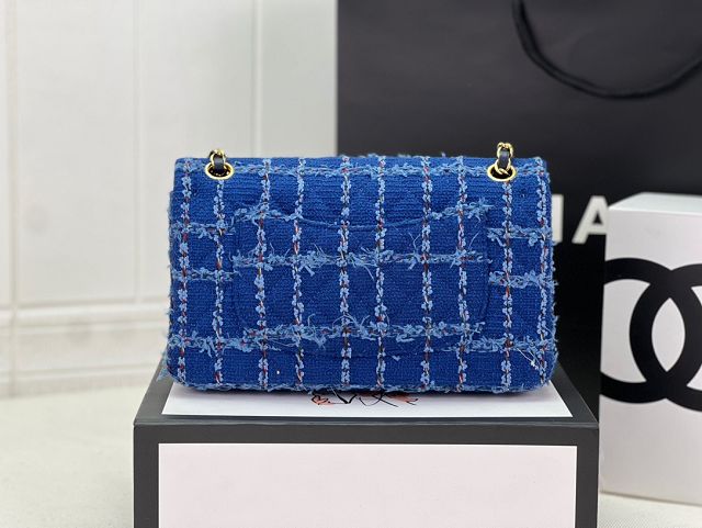 CC original tweed medium flap bag A01112 blue