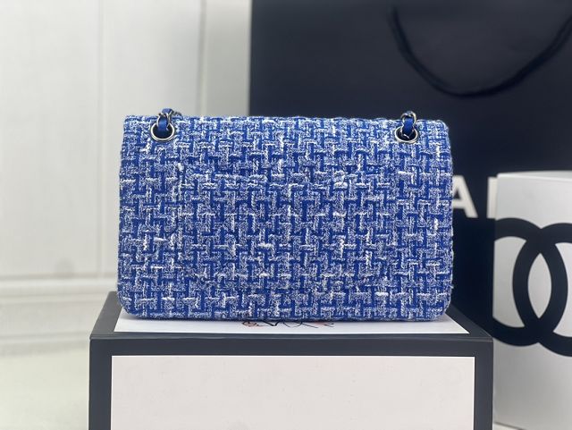 CC original tweed medium flap bag A01112 light blue